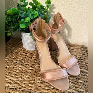 Lauren Conrad pink sandal heels with fringe